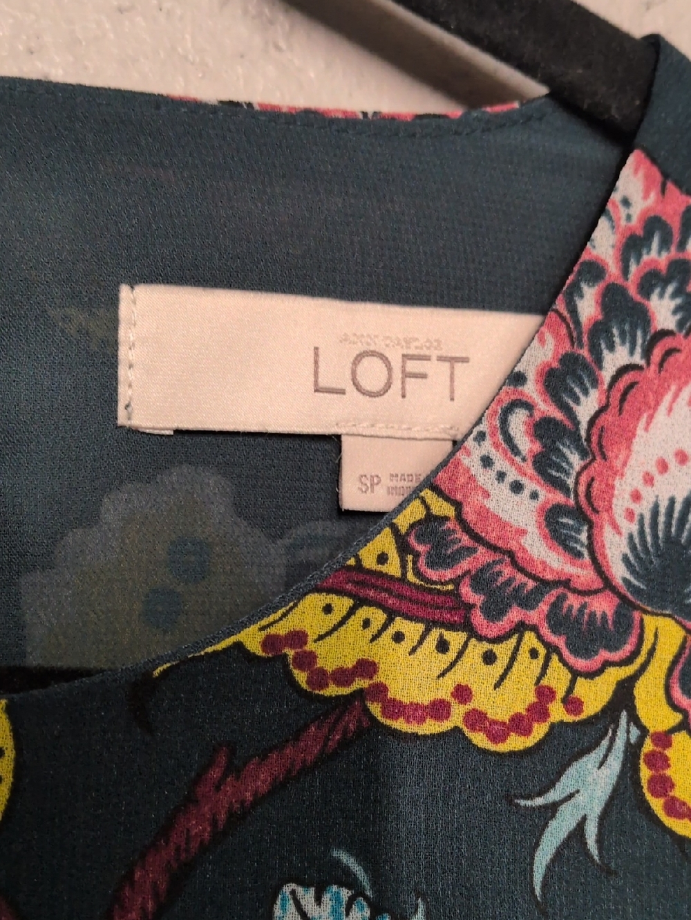 LOFT Floral Paisley Peplum Sheer Long Sleeve Blouse Petite Small, Cottagecore - Picture 3 of 8